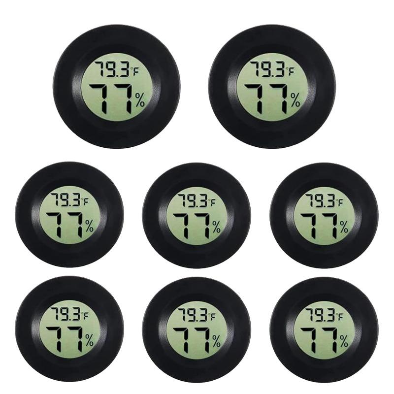 8Pc Mini Hygrometer Thermometer Round Digital Humidity Gauge Electronic Humidity Temperature Meter LCD Display Indoor Hygrometer
