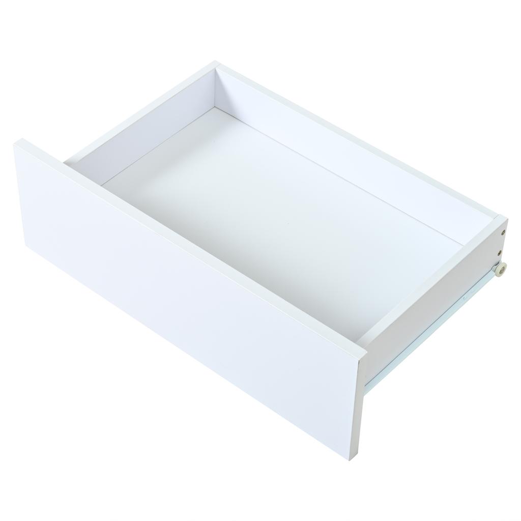 Кофейный столик 100 x 50 x 35 см с 2 ящиками, Прикроватный столик с LED-подсветкой, Высокий глянец, Журнальный столик, Столик для дивана, Столик для гостиной, Кофейный столик, Белый + Древесный тон
