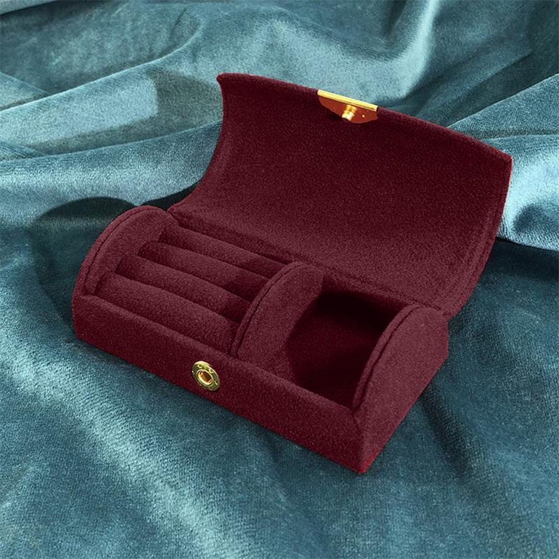 Velvet Portable Jewelry Storage Box Travel Ring Earrings Necklace Jewelry Organizer Display Case Arched Jewelry Packaging Box
