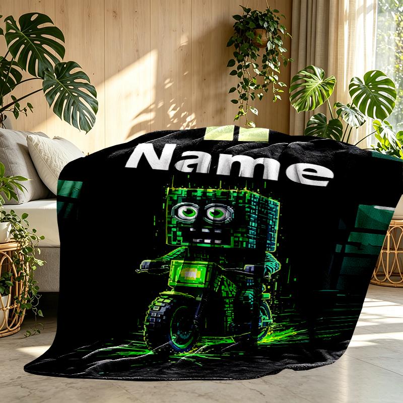 Custom Name Personalized Minecraft Print Blankets, Home Decor, Bedroom, Sofa, Camping, Couch, Gifts for Birthday Christmas