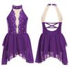 Детское балетное платье для лирических танцев для девочек, костюм для фигурного катания со стразами, прозрачный сетчатый гимнастический трико без рукавов, танцевальная одежда