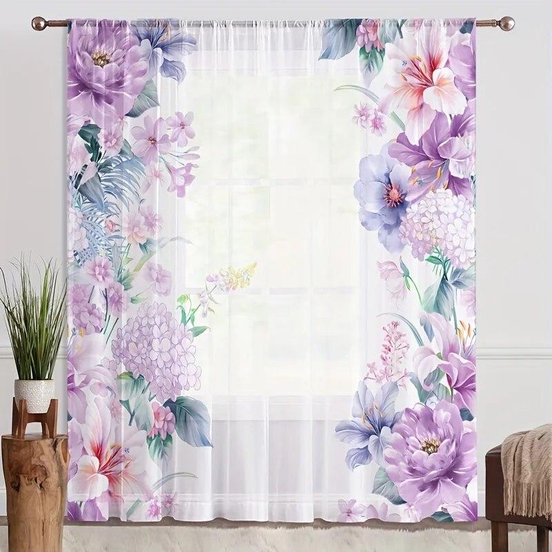 Шторы с ботаническим узором, вуаль с узором розы, занавески для гостиной, спальни, офиса, мягкие шторы