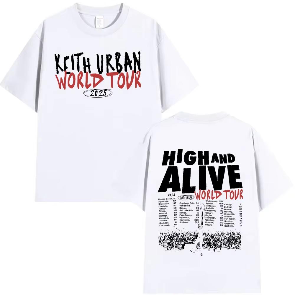 Кит Урбан High and Alive Мировой Тур 2025 Футболка Мужская Одежда Хип-Хоп Футболка с коротким рукавом Винтажные Оверсайз Хлопковые Футболки