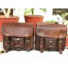Motorcycle Saddlebags Pouch Brown Leather Two Side Saddle Panniers 2 Bags