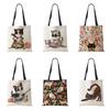 Dog Cat Women Shoulder Bag Shopper Travel Canvas Casual Handbag 2022 Eco Reused Print Vintage Large Capacity Tote Books Bag