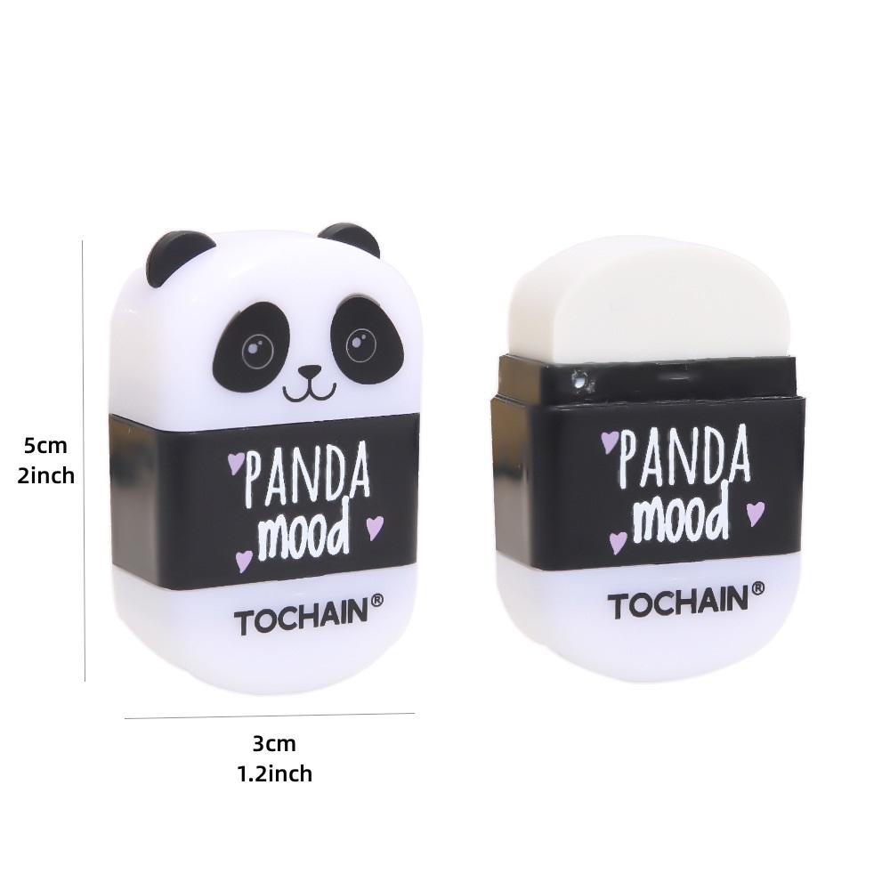 1pcs Panda Mood Eraser with Pencil Sharpener Rubber Cleaning Tools Office School Student