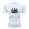 Men's Black Dark Spiked Crown Print Compression Sports T-shi