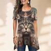Женская футболка с 3D принтом и коротким рукавом, летняя повседневная персонализированная женская одежда с круглым вырезом, универсальная уличная мода с нерегулярным подолом