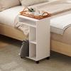 Side Table, C-shaped Serving Trolley, 4 Casters, 3 Compartments, 40 x 30 x 69 cm, White