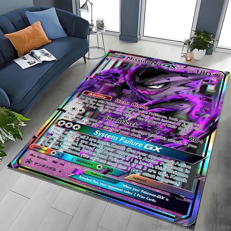 Gengar Pokémon Cards Area Carpet for Living Room Home Decor Sofa Table Kid's Rug Non-slip Chair Lounge Floor Play Mat Potdemiel