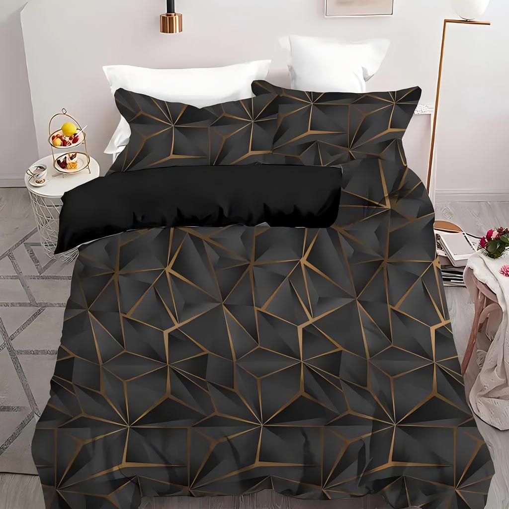 Geometric Line Grid Pattern 3d Print Quilt Cover All Season Soft Bedding Cover Pillowcase Luxury Home Textiles Duvet Cover Sets