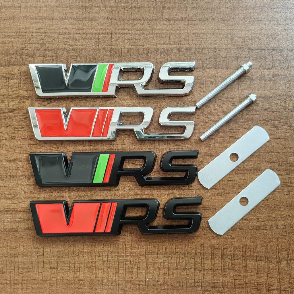 DAYB7 3D Metal RS Logo VRS Emblem Car Grill Badge For Skoda Kodiaq Rapid Fabia Octavia 1 2 3 A5 A7 MK1 MK3 MK4 VRS Sticker Accessories