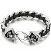 Крутой мужской плетеный браслет из натуральной кожи с черепом для мужчин, готический литой браслет-манжета из нержавеющей стали 316l, панк-байкерский браслет, ювелирное изделие