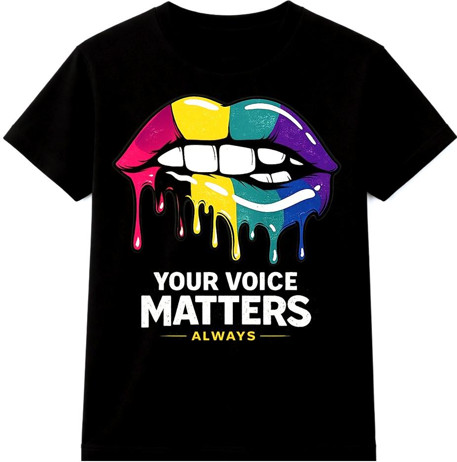 Dripping Lips T Shirt Your Voice Matters Empowerment Graphic Slogan Tee