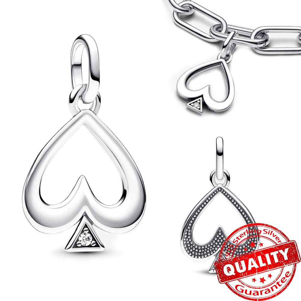 Классическое золотое проволочное сердце и сверкающий циркон из стерлингового серебра 925 пробы, подвеска-шарм "Ангел" для DIY-женского браслета, аксессуары для кулона