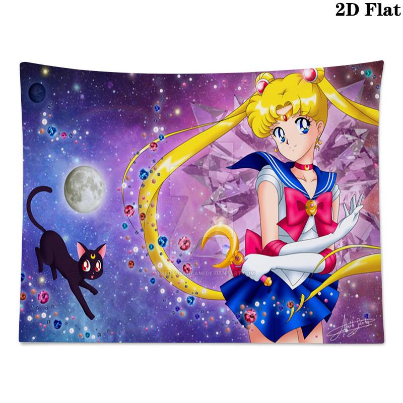 Magic Sailor Girl Wall Tapestry Aesthetic Wall Hanging Printed Fabric Blanket Decorative Tapestries for Bedroom Living Room Home Decor
