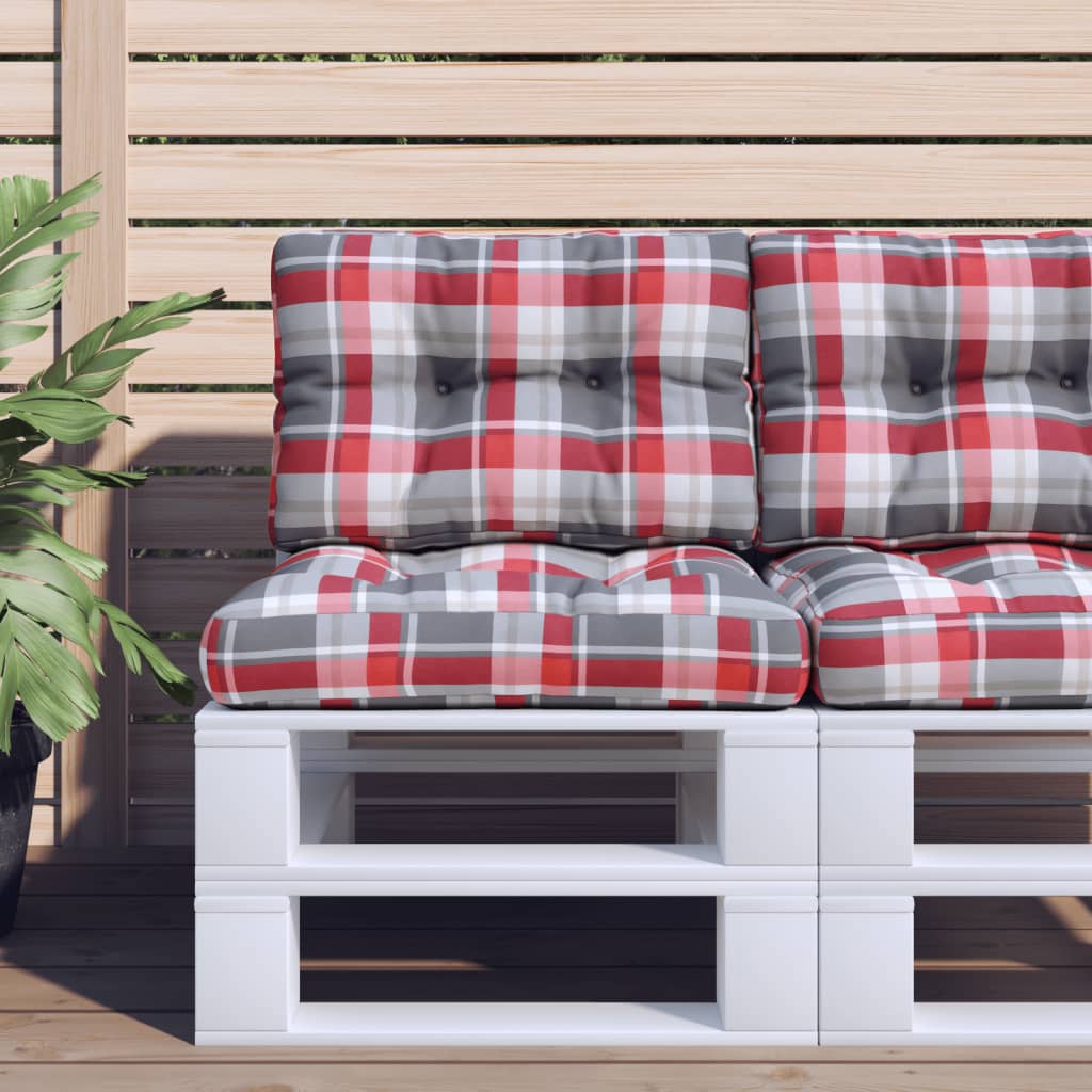 Pallet Cushion Red Checkered Pattern 50x40x12 cm Fabric