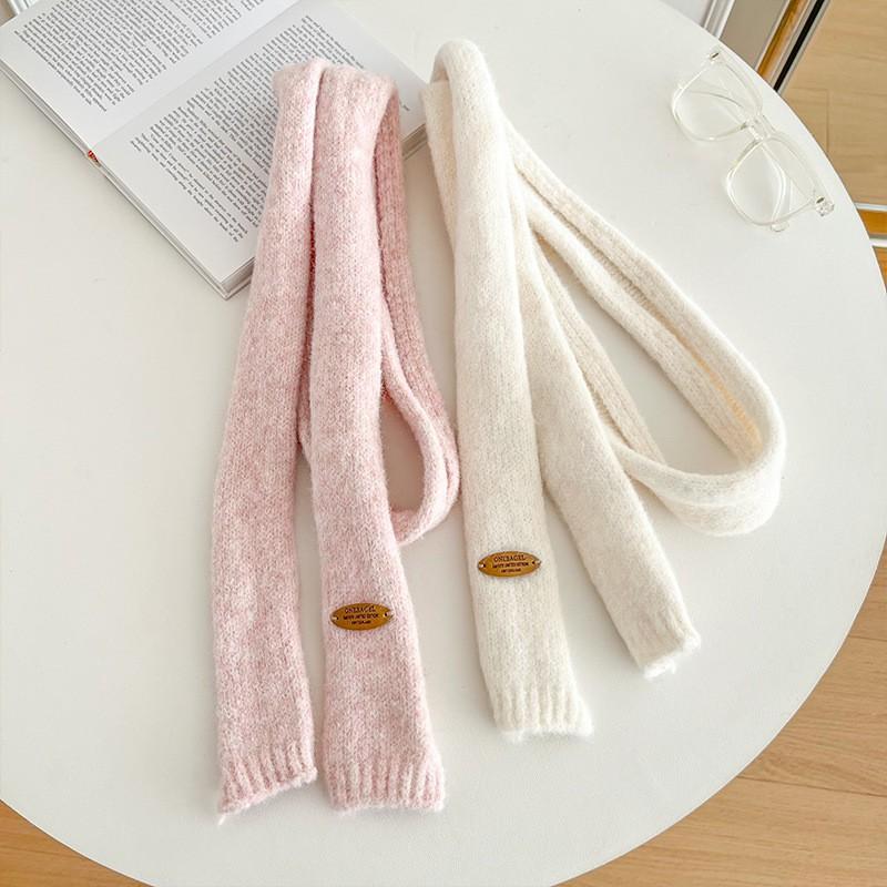 Soft Knitted Winter Scarf Women Long Thin Warm Neck Wrap In Solid Colors Chic Minimalist Style
