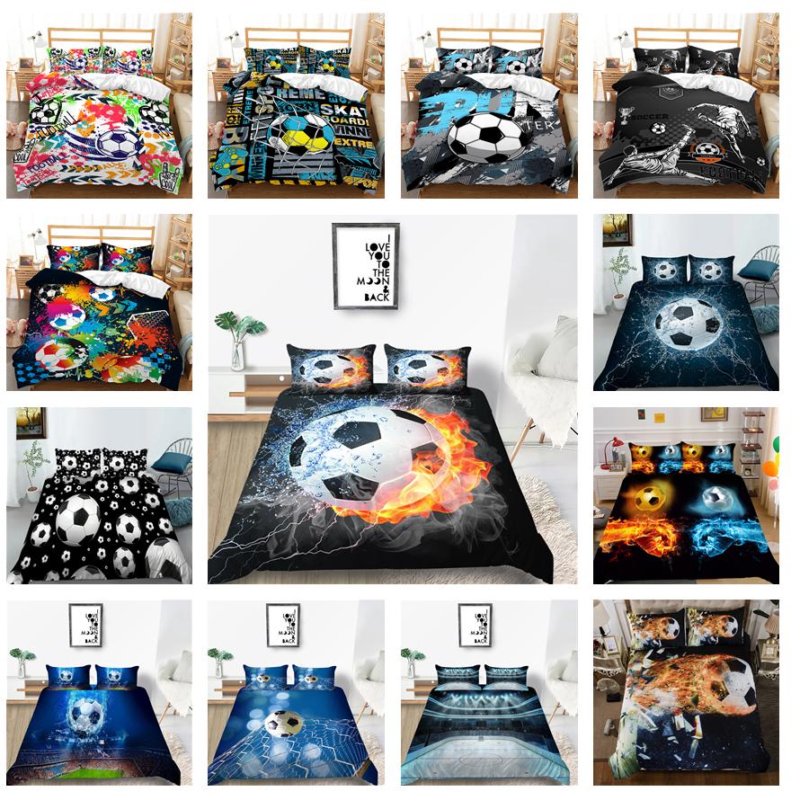 Комплект постельного белья с 3D-футболом, спортивный пуховый пододеяльник, наволочки 2/3 шт., для мальчиков и подростков, комната для спортсменов, мягкий домашний текстиль, пододеяльник с Кубком мира