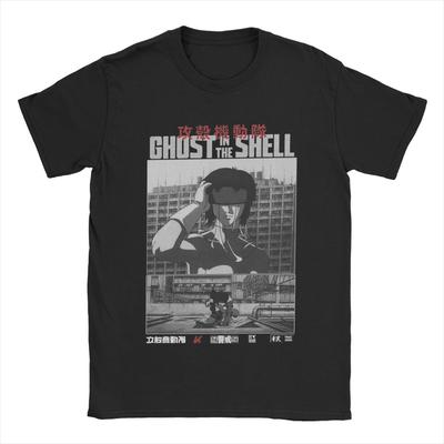 Винтажная футболка Major Motoko Kusanagi Ghost In The Shell для мужчин Футболка из чистого хлопка Футболка с коротким рукавом в стиле аниме Футболка большого размера