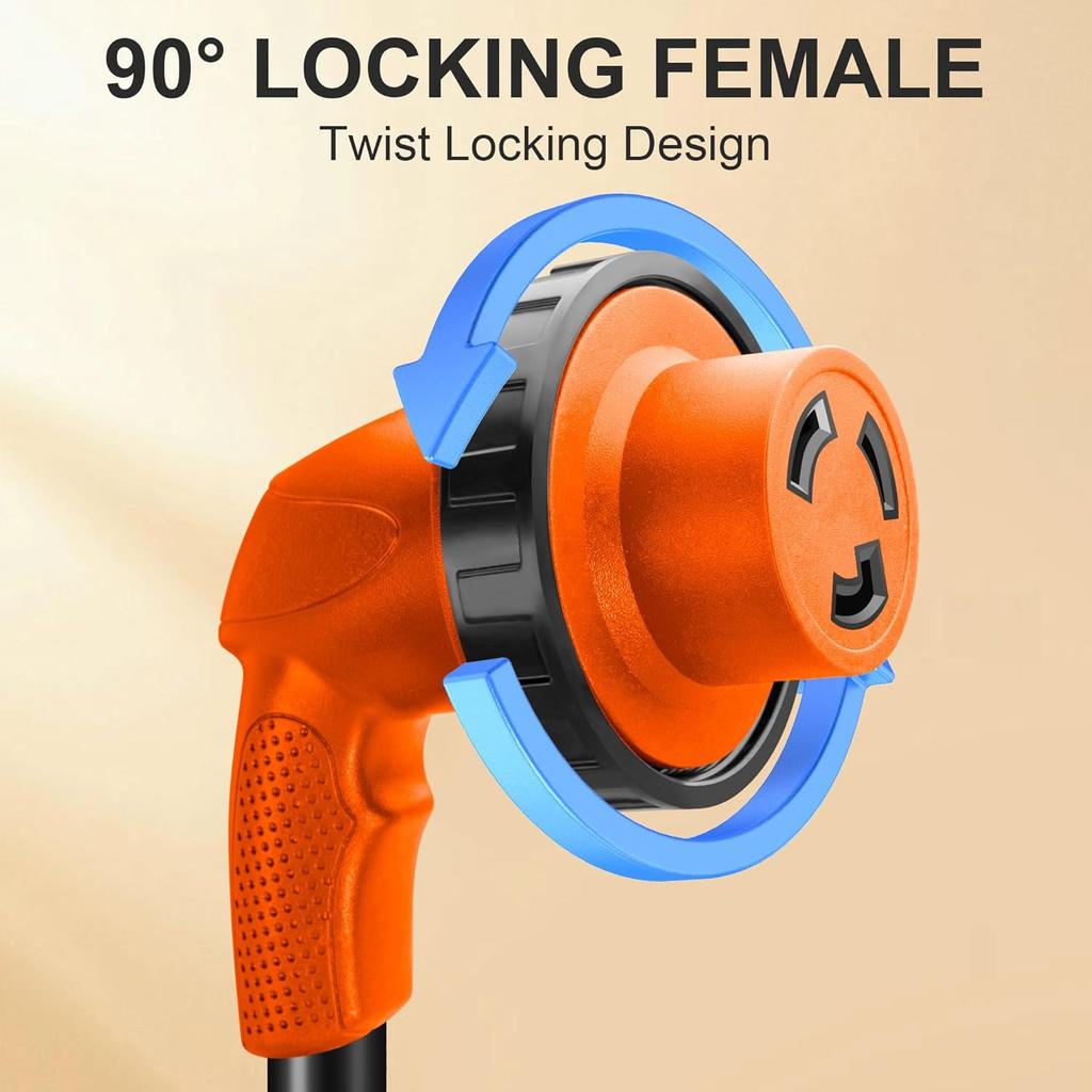 30 Amp To 110 Volt RV Adapter Cord With LED Power Indicator, NEMA 5-15P To NEMA L5-30R 110 Volt RV Adapter 90° With Upgraded Grip Handle,10/3 Gauge