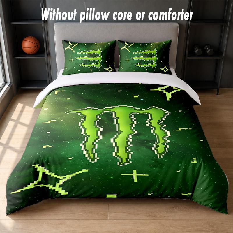 Monster Energy Design Bed Bedding Set 1 Duvet Cover + 2 Pillowcases Soft Breathable Household Bed Linens