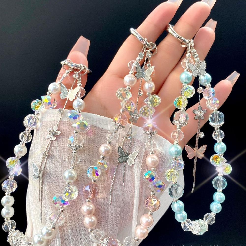 Anti-Lost Mobile Phone Lanyard Strap Butterfly Crystal Bag Pendant Fashion Car Keychain Ornament