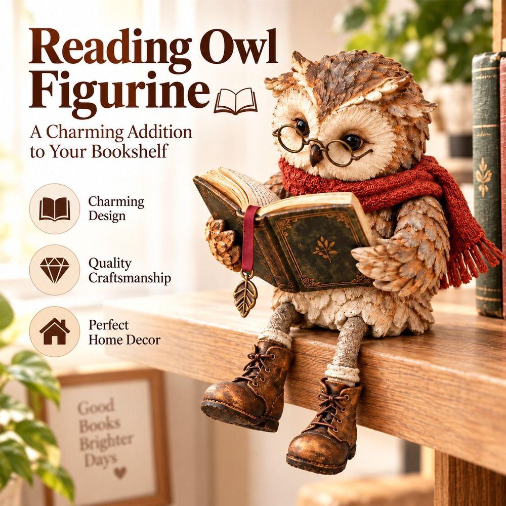 Reading Pose Reading Owl Statue Glasses Owl Sculpture Gifts Study Room Ornament Home Library Decor