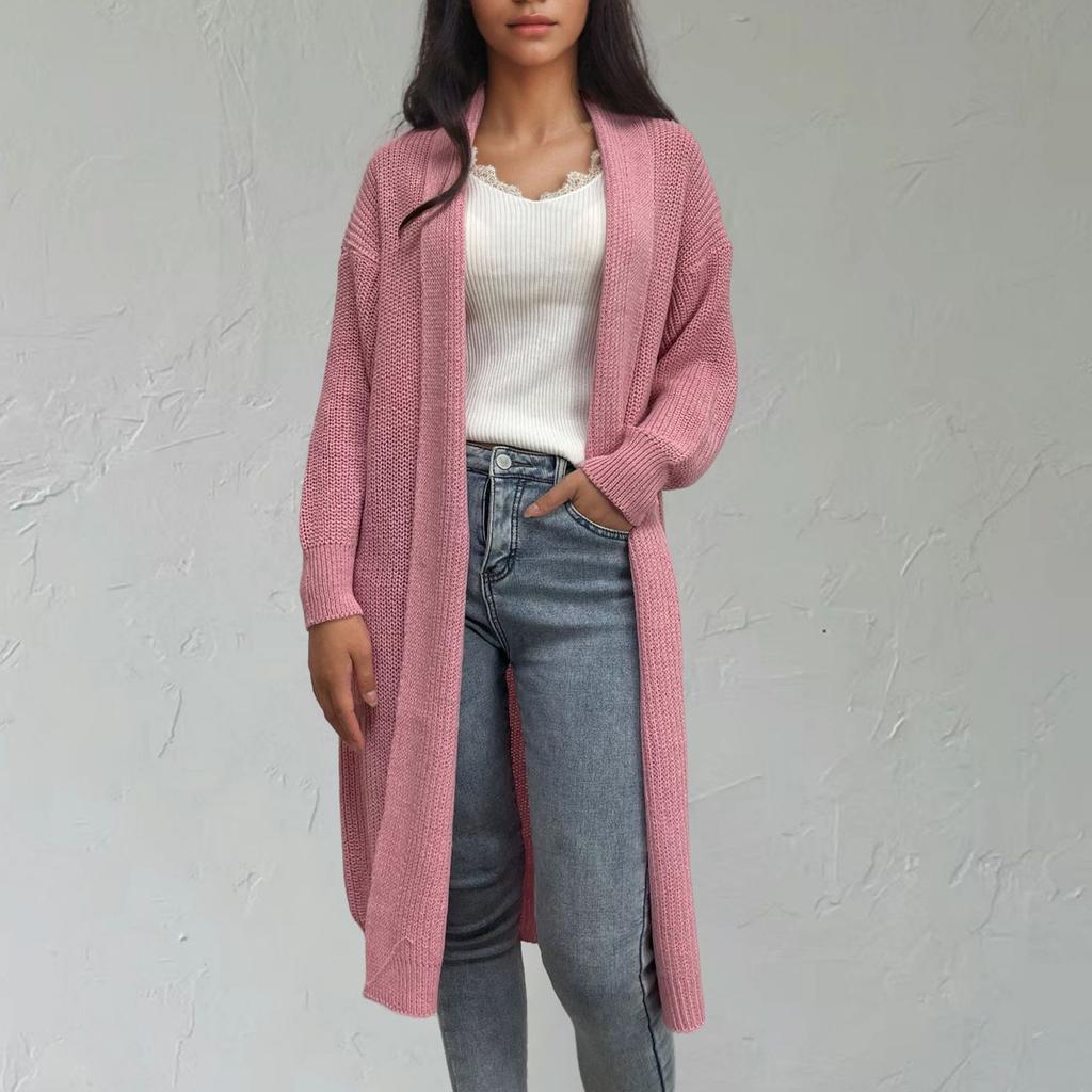 Женский модный вязаный кардиган свитер средней длины повседневный свободный свитер куртка