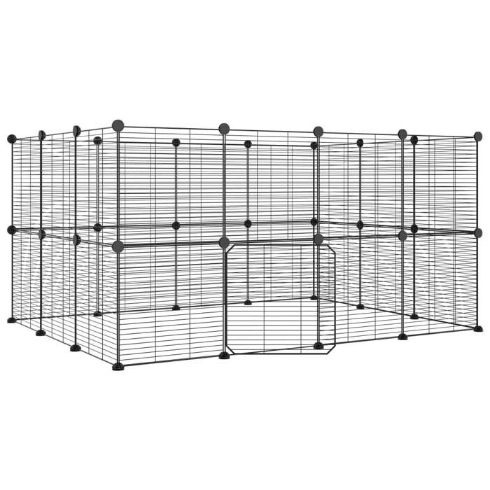 3114044 vidaXL Pet Cage with 28 Panels and Door Black 35x35 Cm