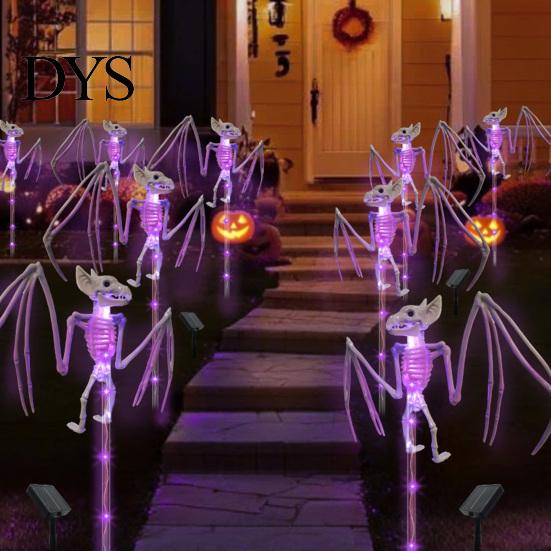 Indoor Wall Hanging Ornaments Solar Halloween Bat Garden Lights, Realistic Skeleton Pathway Decor, Waterproof LED 3D Bone Props Spooky Stake Light for