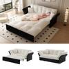 190 cm Queen-Size Ausziehsofa, 3-in-1 Umbaubares Schlafsofa mit Knöpfen und 2 weichen Kissen, Multifunktionales Samt-Schlafsofa, Beige/Weiß