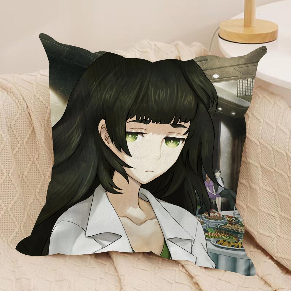 SSteins Gate Cushion Cover Silky Short Plush Invisible Zipper Dustproof Sofa Pillow Case For Home Decor