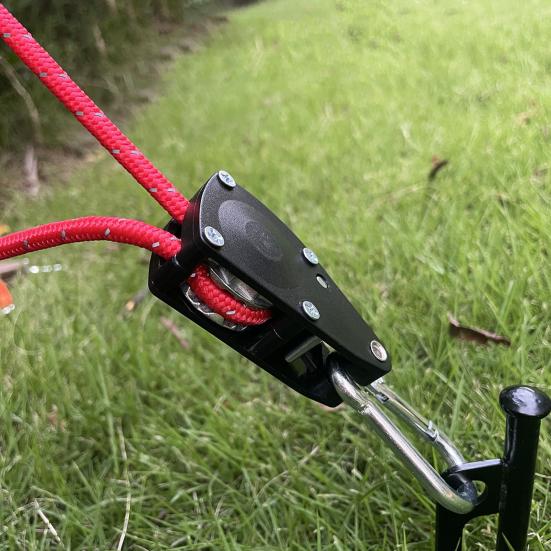 1 Набор Натяжитель веревки с роликом и шнуром 4/5 м, сверхпрочный, для наружного использования, для бэкпэкинга, туризма, катания на лодках, кемпинга, Регулятор-затяжитель оттяжной веревки