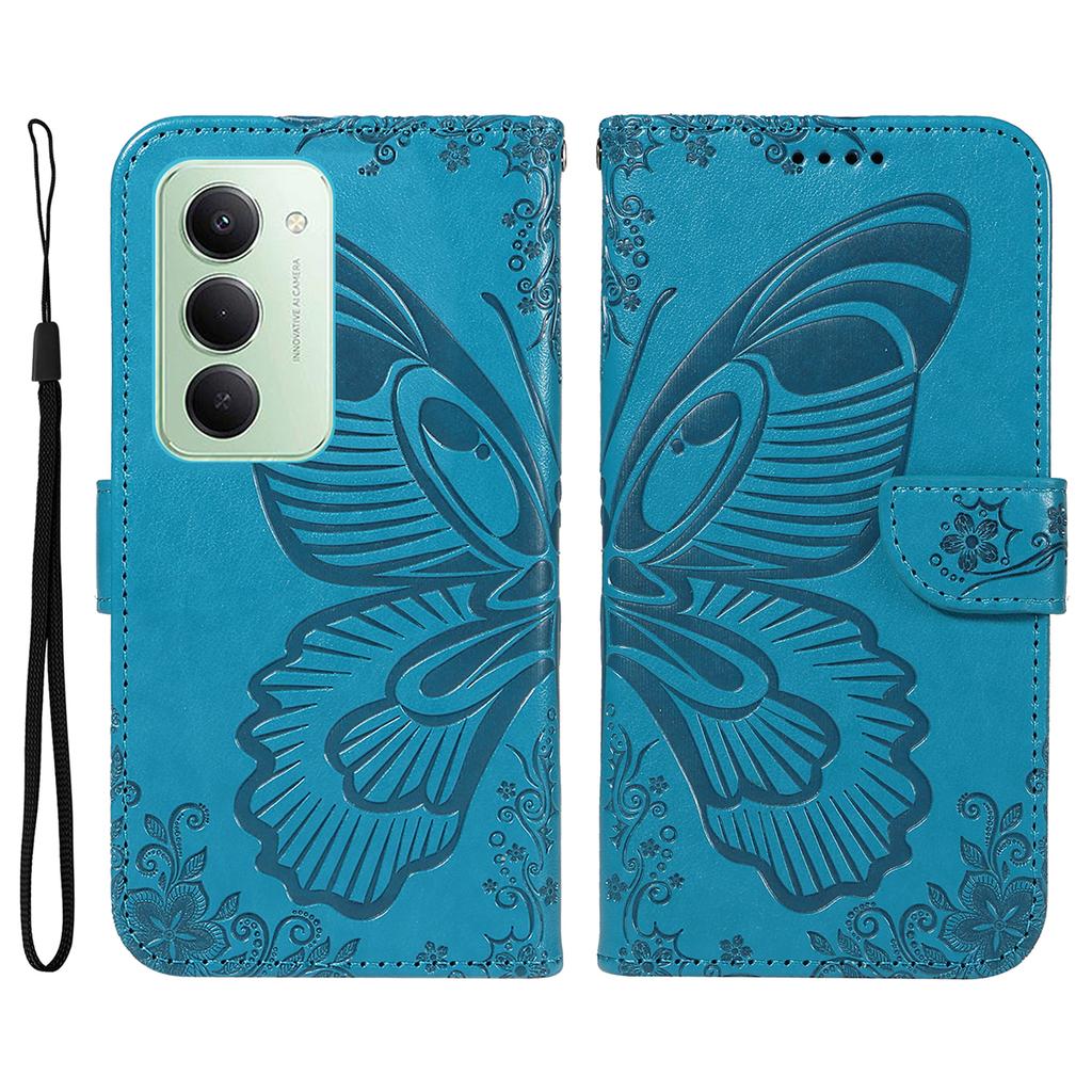 Для Xiaomi Redmi 15 4G (США) (171 мм) Чехол с узором бабочки из искусственной кожи, откидной чехол-книжка для телефона