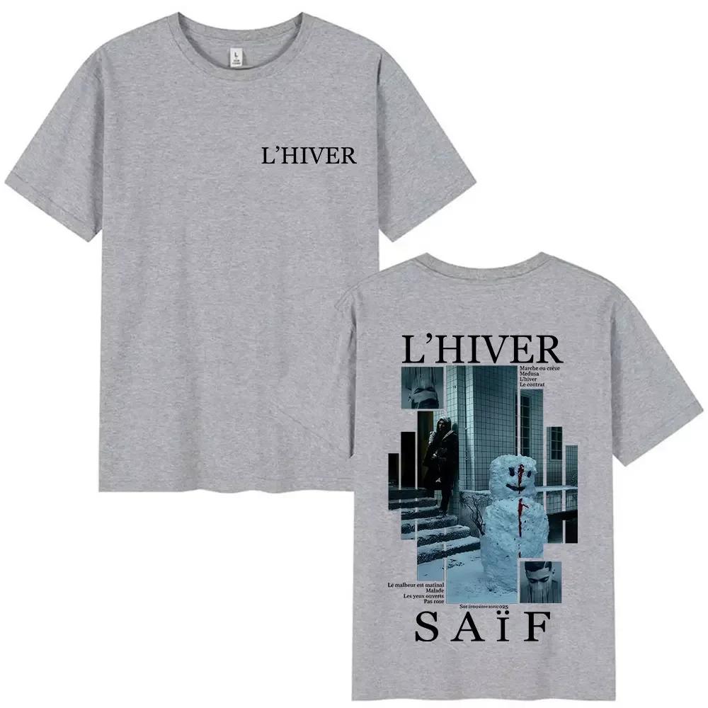 Rapper LHIVER Saif Album 2025 Graphic T Shirt Unisexs Gothic Hip Hop Short Sleeve Tshirts Vintage Cotton Tshirt Fans Streetwear