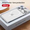 Metal Frame Magnetic Phone Case For iPhone 17 12 13 14 15 16 Pro Max Aluminum Alloy Full Lens Protection Cover For iPhone 16 Plating Metal Back Case