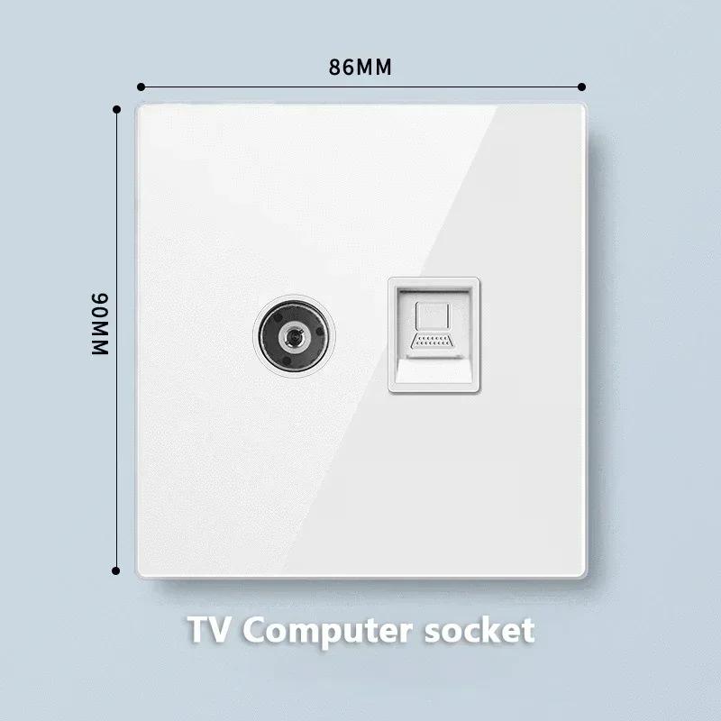 Universal Tempered Glass 20W Quick Charge USB Type-c Wall Dual 3pin Socket panel,UK 13A Wall 220V 2Way Light Switch Power Outlet