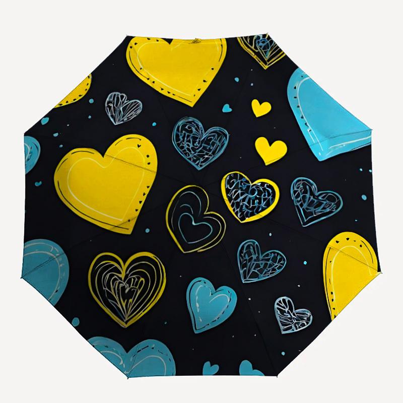1pc Heart Pattern Automatic Opening/closing Umbrella with Auto Open/Close, Perfect Gift for Friends, Durable Plastic Handle yy250801194