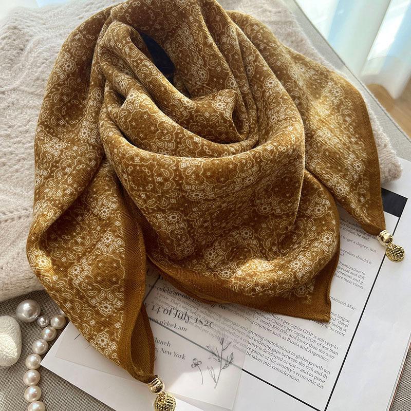 Unisex Cotton Linen Square Scarf - Soft, Breathable, Windproof, and Decorative Jacquard Woven Fashion
