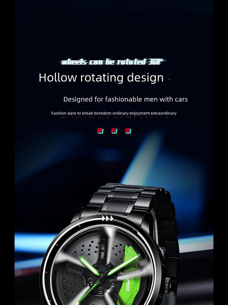 SVJ Мужские цельные часы RS7 с гидравлическим 3D-корпусом и полым кварцевым механизмом, вдохновленные колесом автомобиля