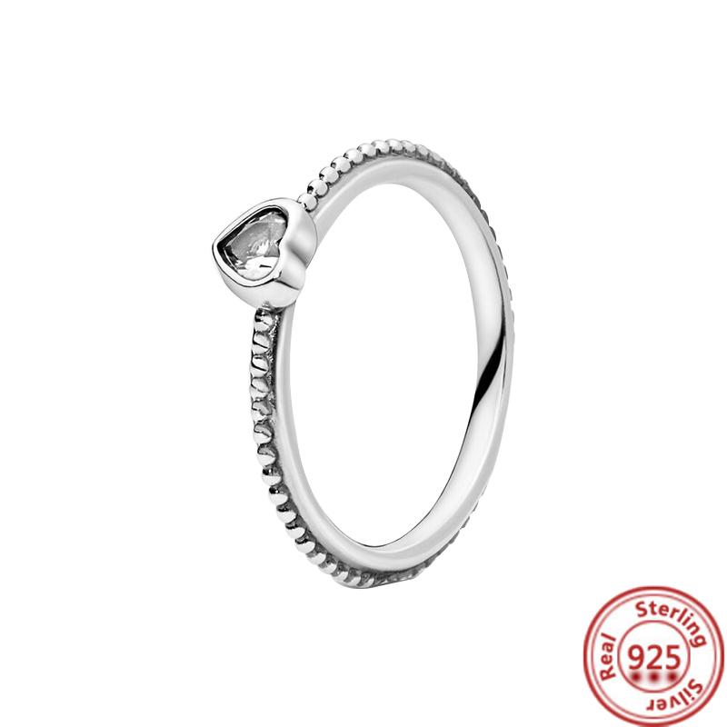 New Fashion Trendy Authentic Original S925 Sterling Silver Heart Blue Earth Moon Round Zircon Ring Women Anniversary Fine Jewelry