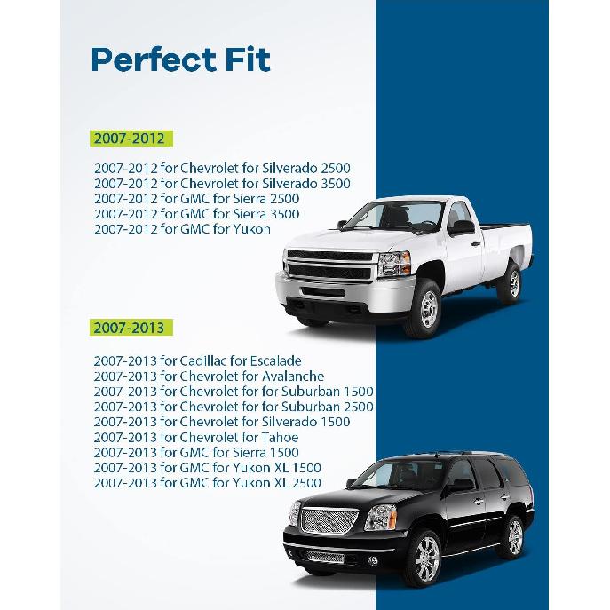 LUJUNTEC Exterior Door Handle - Front Passenger Right Side, Chrome Direct Replacement for 2007-2013 for Cadillac for Escalade,2007-2013 for GMC for