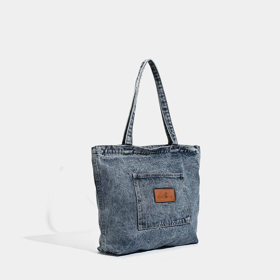 Denim Canvas Shoulder Bag for Women Large Capacity Shopping Bags Daily Literary Tote Bags Japanese and Korean Casual Versatile Handbags