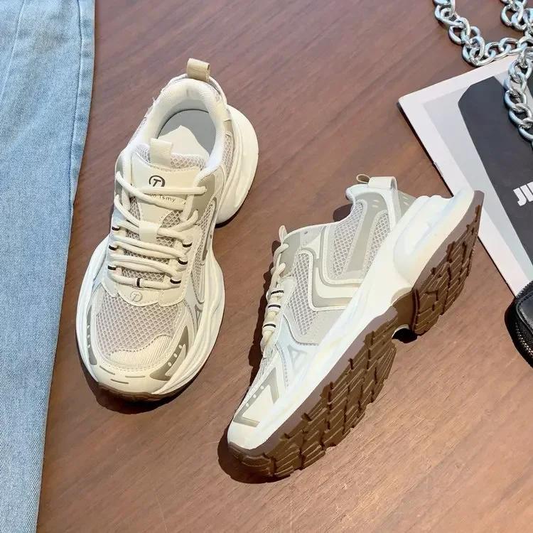 Модные женские туфли Dad Shoes с толстой подошвой, новые сетчатые дышащие повседневные спортивные туфли, легкие кроссовки Zapatillas Mujer 2024