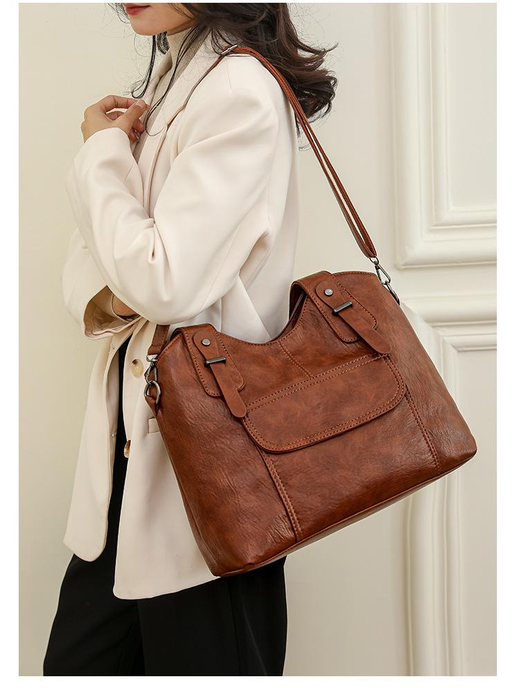 Модная зимняя сумка через плечо из мягкой кожи для женщин среднего возраста