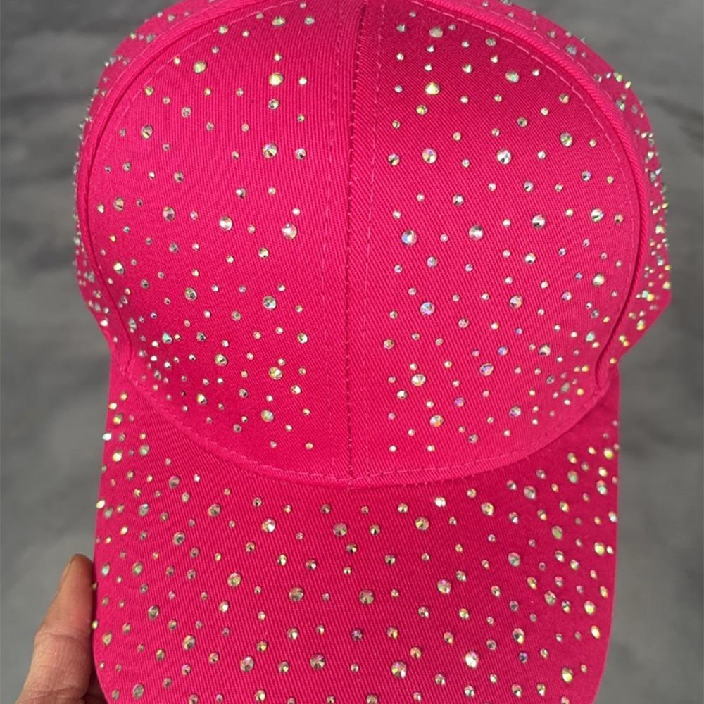 Creative Hotfix Rhinestones Baseball Cap Cotton Sunscreen hat Simple sunshade hat  Girl