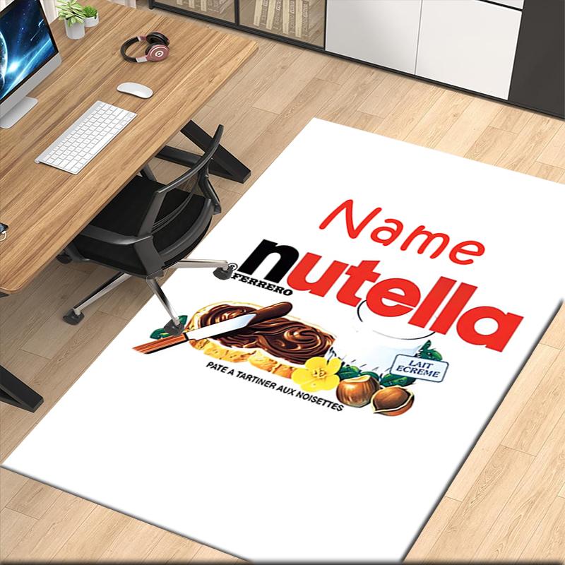 Custom Name Nutella Printed Carpet, for Office Chair Living Room Bedroom Kitchen Room Decor Gifts.