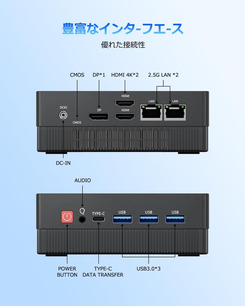 YCTipc Mini PC Ryzen 7 5800H LAN 8GB 256GB NVMe Mini PC Up To WiFi Bluetooth Dual HDMI X 4K 60Hz Output [Dual Ports] DDR4, SSD, 8C/16T, 4.4GHz, 6,