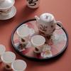 Hongyufu 11-Piece Ceramic Tea Set with Mutton-Fat Jade Finish